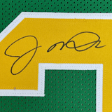 Framed Autographed/Signed Joe Montana 33x42 Notre Dame Green Jersey JSA COA