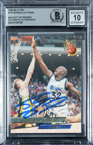 Magic Shaquille O'Neal Signed 1993 Ultra #135 Card Auto 10! BAS Slabbed