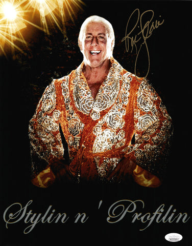 RIC FLAIR AUTOGRAPHED SIGNED 11X14 PHOTO SYLIN N' PROFILIN JSA STOCK #203577