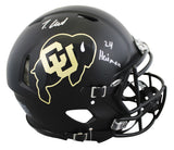 Colorado Travis Hunter "24 HT" Signed Black Full Size Speed Proline Helmet BAS W