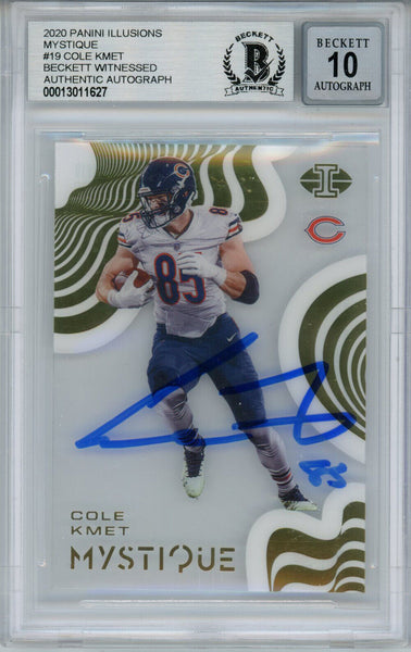 Cole Kmet Signed 2020 Illusions Mystique #19 Rookie Card BAS 10 Slab 33071