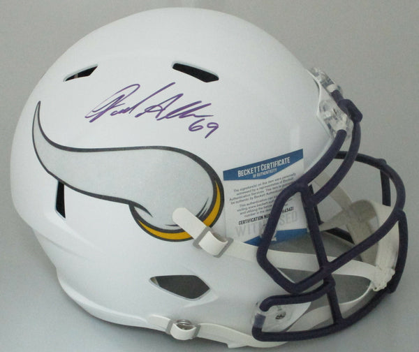 Vikings JARED ALLEN Signed Riddell Full Size FLAT WHITE Replica Helmet - Beckett