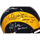 Kurt Warner Marshall Faulk Dick Vermiel LA Rams TB Pro Helmet Beckett 42259