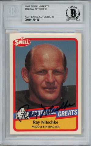 Ray Nitschke Autographed 1989 Swell #89 Trading Card Beckett Slab 37487
