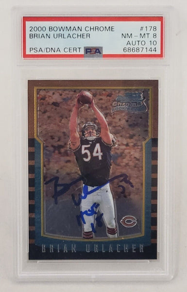 Brian Urlacher Chicago Bears SIgned 2000 Bowman Chrome Rookie Card #178 PSA 8/10
