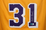 Kurt Rambis Autographed/Signed Pro Style Yellow XL Jersey Beckett 38708