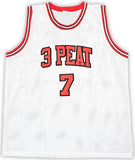 CHICAGO BULLS TONI KUKOC AUTOGRAPHED WHITE JERSEY "HOF 21" JSA STOCK #215748