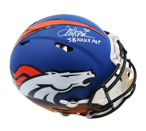 Terrell Davis Signed Denver Broncos Speed Auth Custom Matte Blue Fade Helmet