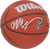 David Robinson & Victor Wembanyama Spurs Dual Signed Team Logo Basketball