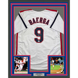 Framed Autographed/Signed Carlos Baerga 35x39 Cleveland White Jersey BAS COA