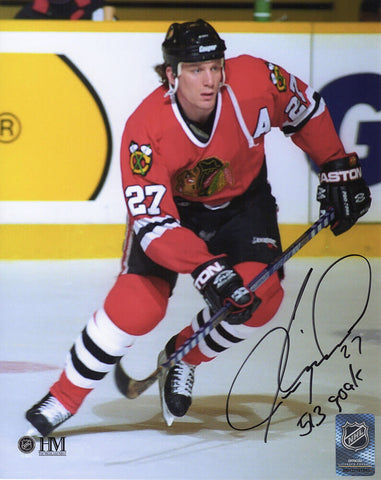 Jeremy Roenick Signed Blackhawks Action 8x10 Photo w/513 Goals - (SCHWARTZ COA)