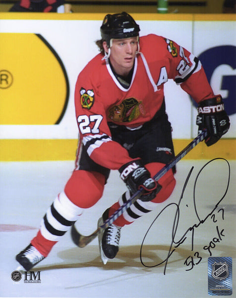 Jeremy Roenick Signed Blackhawks Action 8x10 Photo w/513 Goals - (SCHWARTZ COA)