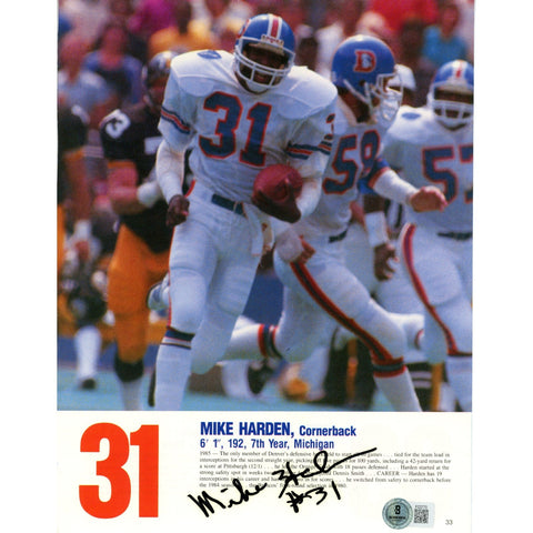Mike Harden Autographed/Signed Denver Broncos Magazine Page Beckett 59267