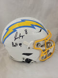 OMARION HAMPTON "BOLT UP" SIGNED LOS ANGELES CHARGERS SPEEDFLEX HELMET BAS QR