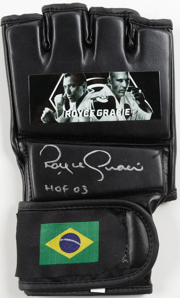 Royce Gracie Signed Brazil MMA Glove Inscribed "HOF 03" (Beckett)