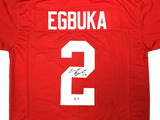 OHIO STATE BUCKEYES EMEKA EGBUKA AUTOGRAPHED RED JERSEY BECKETT WITNESS 222841