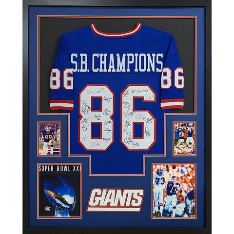 1986 New York Giants Super Bowl Team Autographed Signed Framed Jersey JSA