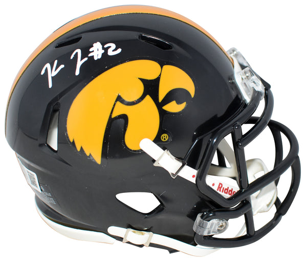 KALEB JOHNSON AUTOGRAPHED IOWA HAWKEYES SPEED MINI HELMET BECKETT