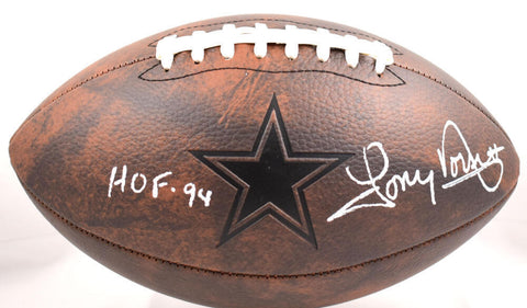 Tony Dorsett Autographed Cowboys Distressed Logo Football w/HOF- Beckett W Holo