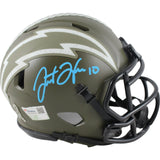 Justin Herbert Autographed Los Angeles Chargers 22 STS Mini Helmet Beckett 50119