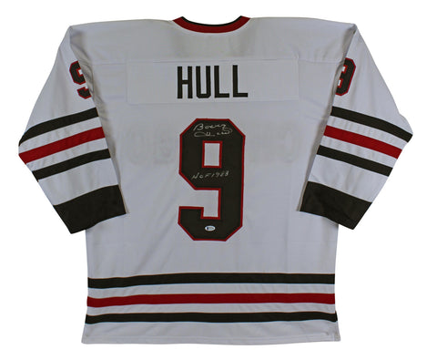 Bobby Hull "HOF 1983" Authentic Signed White Pro Style Jersey Autographed BAS