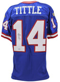 Giants Y.A. Tittle Authentic Signed Blue Wilson Authentic Jersey BAS #H92206