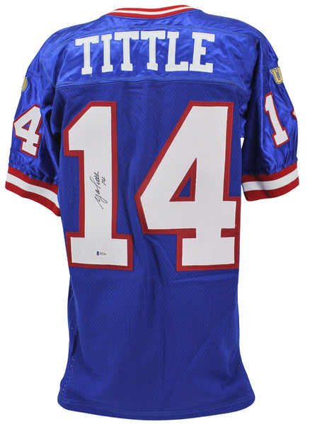 Giants Y.A. Tittle Authentic Signed Blue Wilson Authentic Jersey BAS #H92206