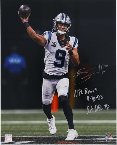 Bryce Young Panthers Signed 16x20 Debut Photo w/Debut & 1st TD Inscs-#9 of LE 9