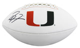 Miami Ray Lewis Signed Rawlings White Panel Logo Football W/ Case BAS Witnessed