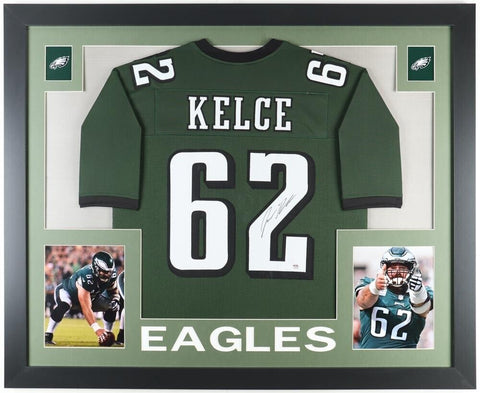 Jason Kelce Signed Philadelphia Eagle 35"x43" Framed Jersey (PSA) Super Bowl LII