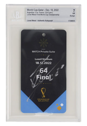 Lionel Messi Signed 2022 World Cup Final Championship Match Suite Ticket - BGS 7
