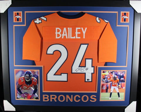 CHAMP BAILEY (Broncos orange SKYLINE) Signed Autograph Framed Jersey Beckett