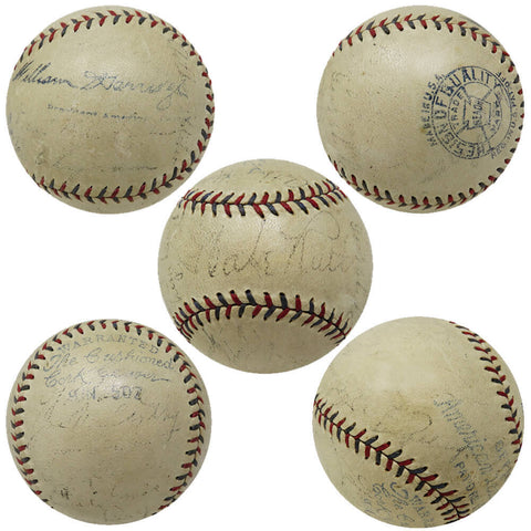 Babe Ruth, Lou Gehrig 1933 WS Champs Yankees Team Signed Baseball w/23 Sig (JSA)