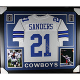 Deion Sanders Autographed Pro Style White XL Framed Jersey 35x43 Beckett 53078