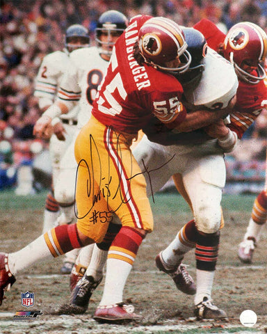 Chris Hanburger Signed Redskins Red Jersey Tackle 16x20 Photo - (SCHWARTZ COA)