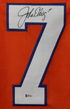 John Elway Autographed/Signed Denver Broncos Size XL Orange Jersey BAS 22887