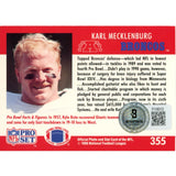 Karl Mecklenburg Autographed 1990 Pro Set #355 Trading Card Beckett 59197