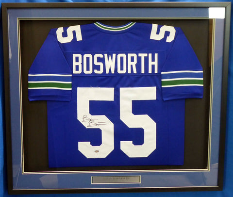 SEAHAWKS BRIAN BOSWORTH AUTOGRAPHED SIGNED FRAMED BLUE JERSEY MCS HOLO 174301