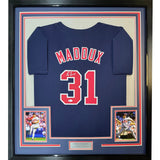 Framed Autographed/Signed Greg Maddux 35x39 Atlanta Blue Baseball Jersey JSA COA