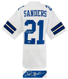 Deion Sanders (COWBOYS) Signed White Custom Football Jersey - (BECKETT COA)