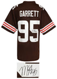 Myles Garrett Signed Brown With White #'s Custom Football Jersey - (BECKETT COA)