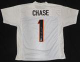Cincinnati Bengals Ja'Marr Chase Autographed White Jersey Beckett QR #W969849