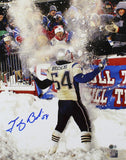Patriots Tedy Bruschi Authentic Signed 16x20 Vertical Snow Photo BAS Witnessed