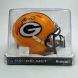 Autographed/Signed Aaron Rodgers Packers Football Speed Mini Helmet Fanatics COA