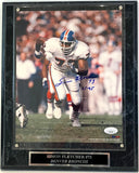 Simon Fletcher Autographed Denver Broncos 8x10 Photo w/ Plaque JSA COA