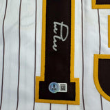 Autographed/Signed MANNY MACHADO San Diego Pinstripe Baseball Jersey Beckett COA