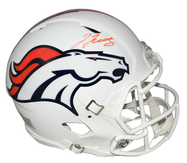 JERRY JEUDY SIGNED DENVER BRONCOS FLAT WHITE FULL SIZE AUTHENTIC HELMET BECKETT