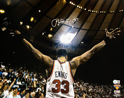 PATRICK EWING AUTOGRAPHED 16X20 PHOTO NEW YORK KNICKS BECKETT BAS WITNESS 214823