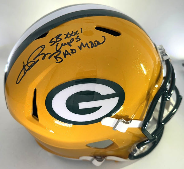 Packers ANDRE RISON Signed Full Size Replica Speed Helmet AUTO w/ SB XXXI - BAS