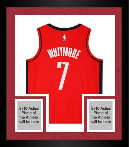Framed Cam Whitmore Houston Rockets Signed Red Nike Icon Edition Swingman Jersey